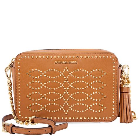 michael kors ginny medium studded leather crossbody|Ginny Medium Embellished Leather Crossbody .